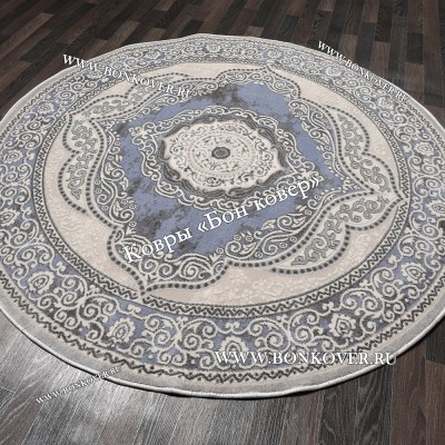 Круглый ковер в гостиную дизайн 01 Синий