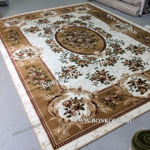 РОССИЙСКИЙ ЖАККАРДОВЫЙ КОВЕР БЕЖЕВЫЙ МЕДАЛЬОН