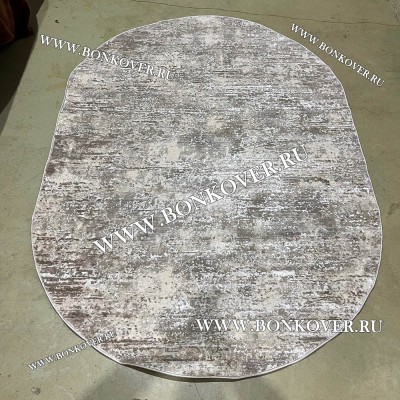 Современный Турецкий Ковер Дизайн 191 Бежево-коричневый Овал